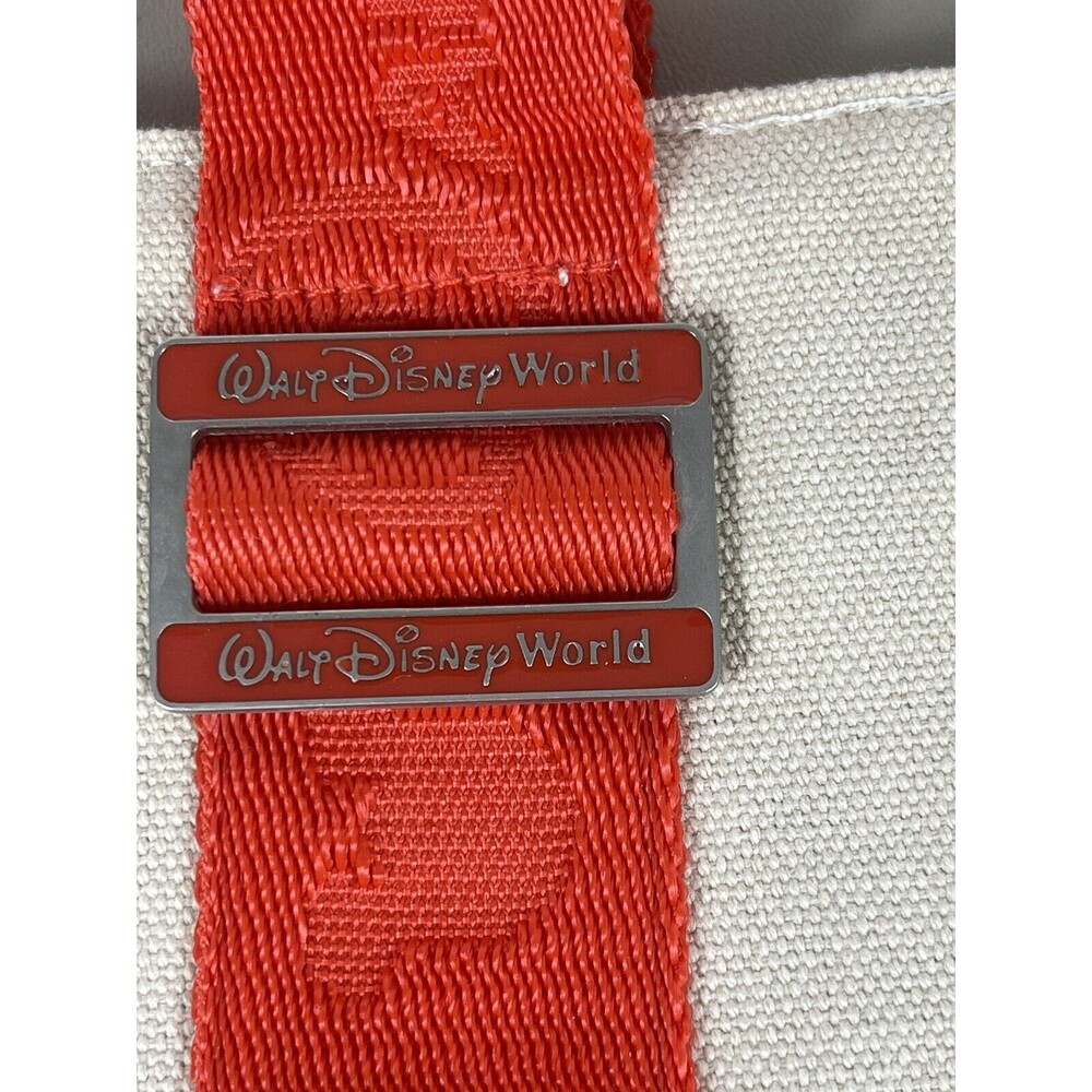 Walt Disney World Tan Canvas Beach Travel Vacation Tote Bag With Orange Straps - Picture 14 of 14